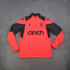 Macron Crystal Palace FC Training Top Mens Large Red Grey 1/4 Zip Soccer Jersey
